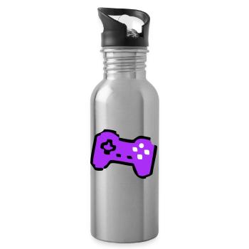 Weird Retro Controller Gamer - Water bottle with straw - silver - Right