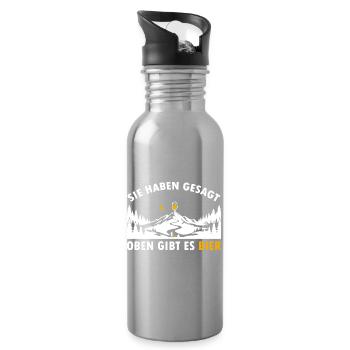 Sie haben gesagt oben gibt es Bier auf dem Berg - Trinkflasche mit integriertem Trinkhalm - Lightsilver - Rechts