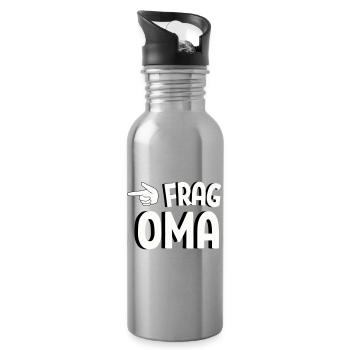 Frag Oma! Lustiges Familien Spruch Design - Trinkflasche mit integriertem Trinkhalm - Lightsilver - Rechts
