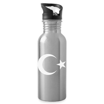 Drapeau de la Turquie Étoile de la Lune en Croissant de Lune (Türkiye Bayrak / W) - Gourde avec paille intégrée - argent clair - Droite