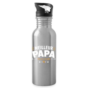Meilleur Papa élu par ma fille - Gourde avec paille intégrée - argent clair - Droite
