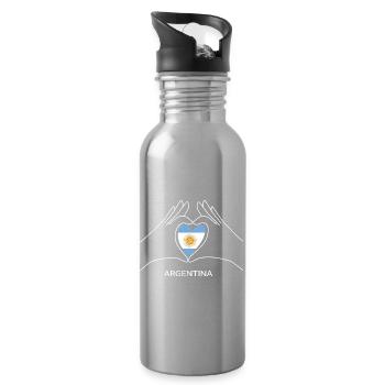 Argentinien Herz in Argentinischer Flagge Für Fans - Trinkflasche mit integriertem Trinkhalm - Lightsilver - Rechts
