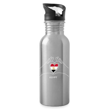 Ägypten Herz mit Ägyptischer Flagge Für Fans - Trinkflasche mit integriertem Trinkhalm - Lightsilver - Rechts