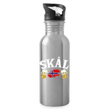 Norway Vacation Norge Fjords Travel Scandinavian - Water bottle with straw - silver - Right