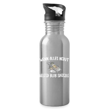 Schwäbisch Wenn alles nervt helfen nur Spätzle - Trinkflasche mit integriertem Trinkhalm - Lightsilver - Rechts