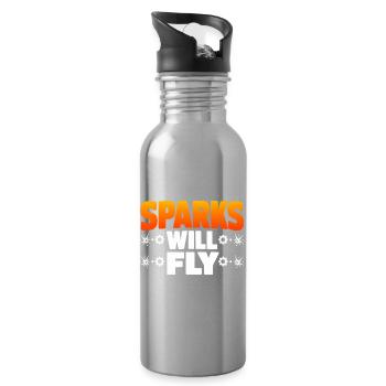 Schweißen Spruch Geschenk für Männer & Handwerker - Trinkflasche mit integriertem Trinkhalm - Lightsilver - Rechts