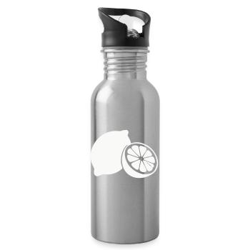 Zitrus-Silhouette Zitronen - Trinkflasche mit integriertem Trinkhalm - Lightsilver - Rechts