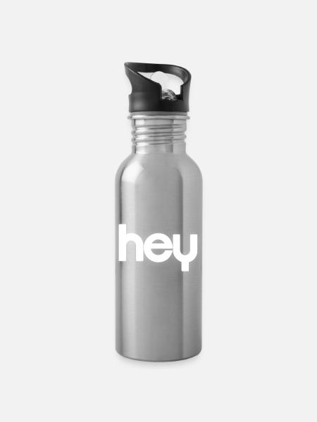 HEY Cloudline Abstract Banner - Trinkflasche mit integriertem Trinkhalm - Lightsilver