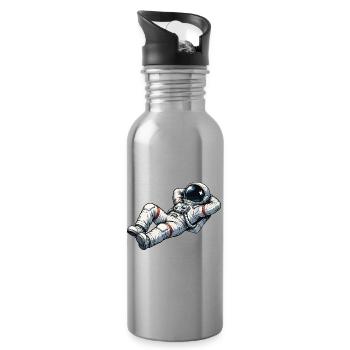 Relaxed astronaut in retro design - Water bottle with straw - silver - Right
