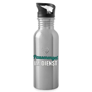 Angel on duty – gift for teacher - Water bottle with straw - silver - Right
