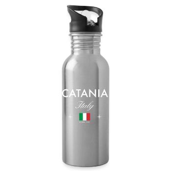 Souvenir de voyage des coordonnées de Catane Sicile - Gourde avec paille intégrée - argent clair - Droite