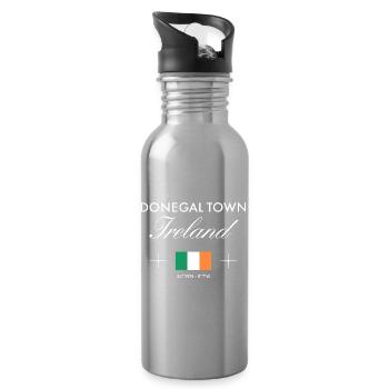 Souvenir de voyage de la Ville de Donegal Coordonnées Irlande - Gourde avec paille intégrée - argent clair - Droite