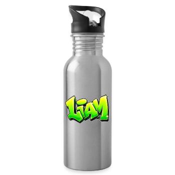 LIAM Graffiti-Name: Das Geschenk, das den Kopf umhaut! - Trinkflasche mit integriertem Trinkhalm - Lightsilver - Rechts