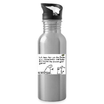 Druckerreparatur mit Kaffeewitz - Trinkflasche mit integriertem Trinkhalm - Lightsilver - Rechts