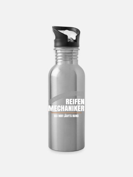 Reifenmechaniker - Trinkflasche mit integriertem Trinkhalm - Lightsilver