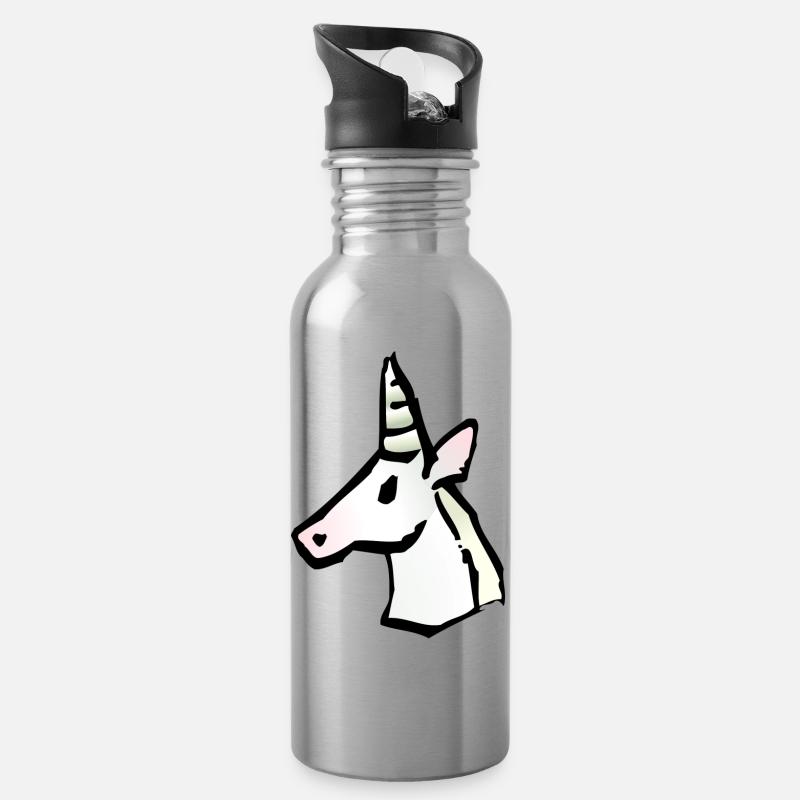 Einhorn - Trinkflasche mit integriertem Trinkhalm - Lightsilver