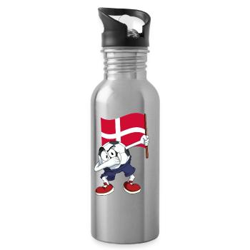 Denmark Dabbing football - Water bottle with straw - silver - Right