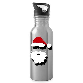 Minimalistischer Weihnachtsmann Hut & Bart - Trinkflasche mit integriertem Trinkhalm - Lightsilver - Rechts