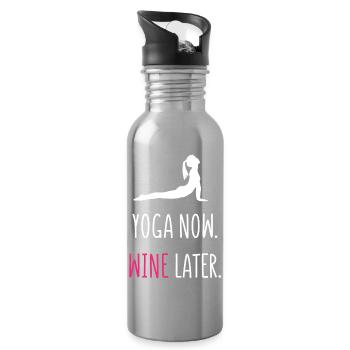Yoga Now Wine Later - Trinkflasche mit integriertem Trinkhalm - Lightsilver - Rechts