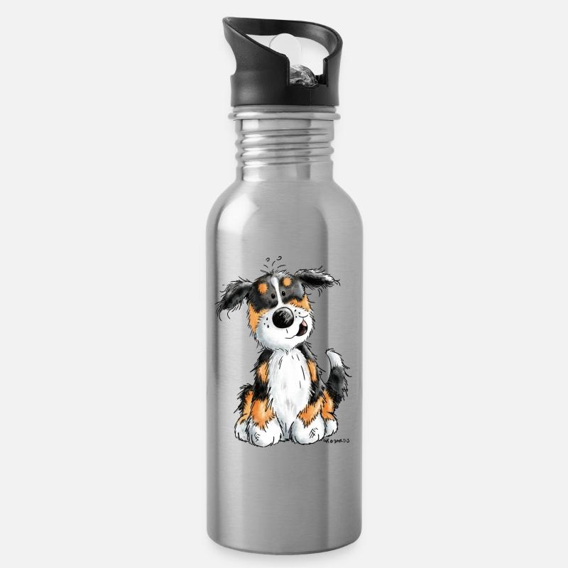 Kleiner Berner Sennenhund - Cartoon - Geschenk - Trinkflasche mit integriertem Trinkhalm - Lightsilver
