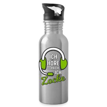 Ich höre dich nicht ich zocke! - Trinkflasche mit integriertem Trinkhalm - Lightsilver - Rechts