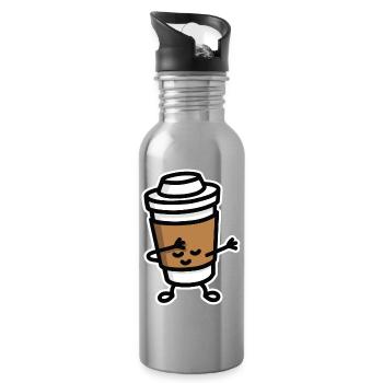 Dab / dabbing cardboard coffee cup - Water bottle with straw - silver - Right