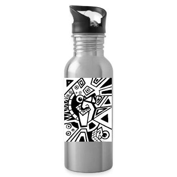 Design Shirt - Art Deco - Jugenstil - Surrealismus - Trinkflasche mit integriertem Trinkhalm - Lightsilver - Rechts
