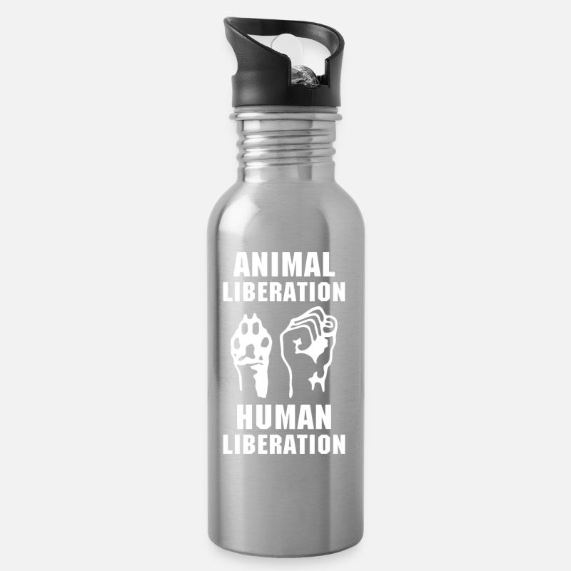 Libération animale - Gourde avec paille intégrée - argent clair