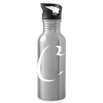 Abstraktes Farbenspiel auf Leinwand - Trinkflasche mit integriertem Trinkhalm - Lightsilver - Rechts