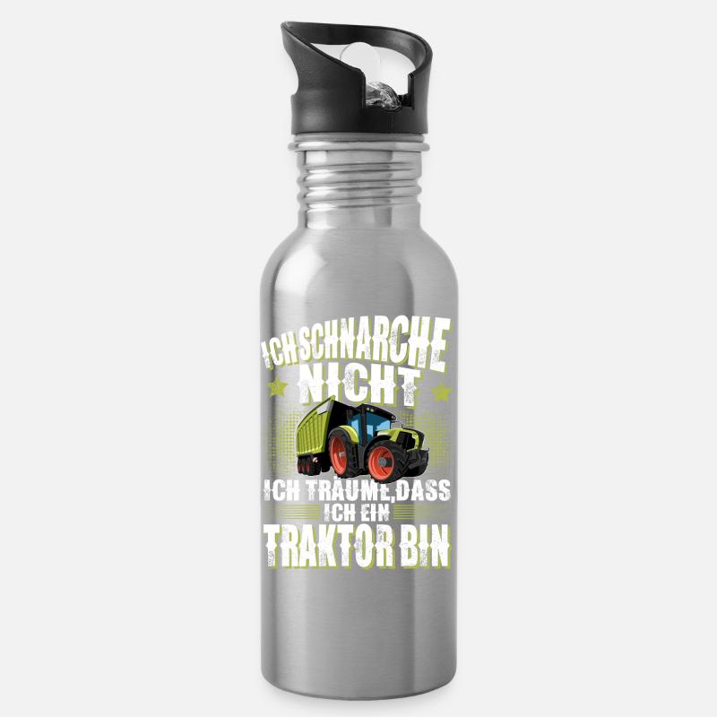 Landwirt Traktor Spruch - Trinkflasche mit integriertem Trinkhalm - Lightsilver