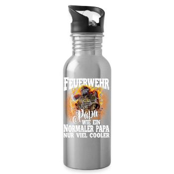 Feuerwehr Papa - Trinkflasche mit integriertem Trinkhalm - Lightsilver - Rechts