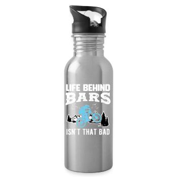Bike LIFE BEHIND BARS ISN'T THAT BAD Gift - Water bottle with straw - silver - Right