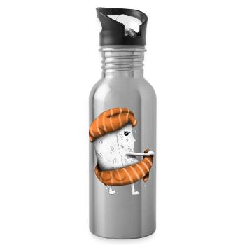 Sushi towel - Water bottle with straw - silver - Right