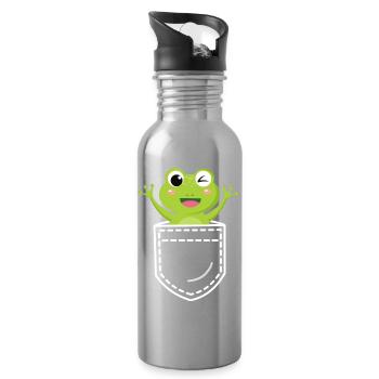Frog Frogs - Water bottle with straw - silver - Right