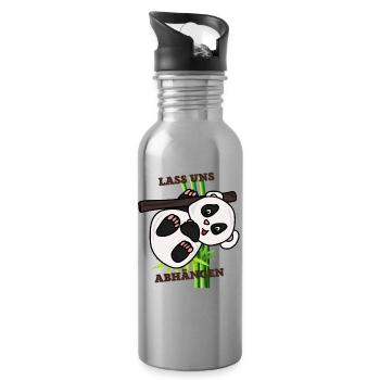 Kawaii Panda Mit Bambus und Spruch - Trinkflasche mit integriertem Trinkhalm - Lightsilver - Rechts