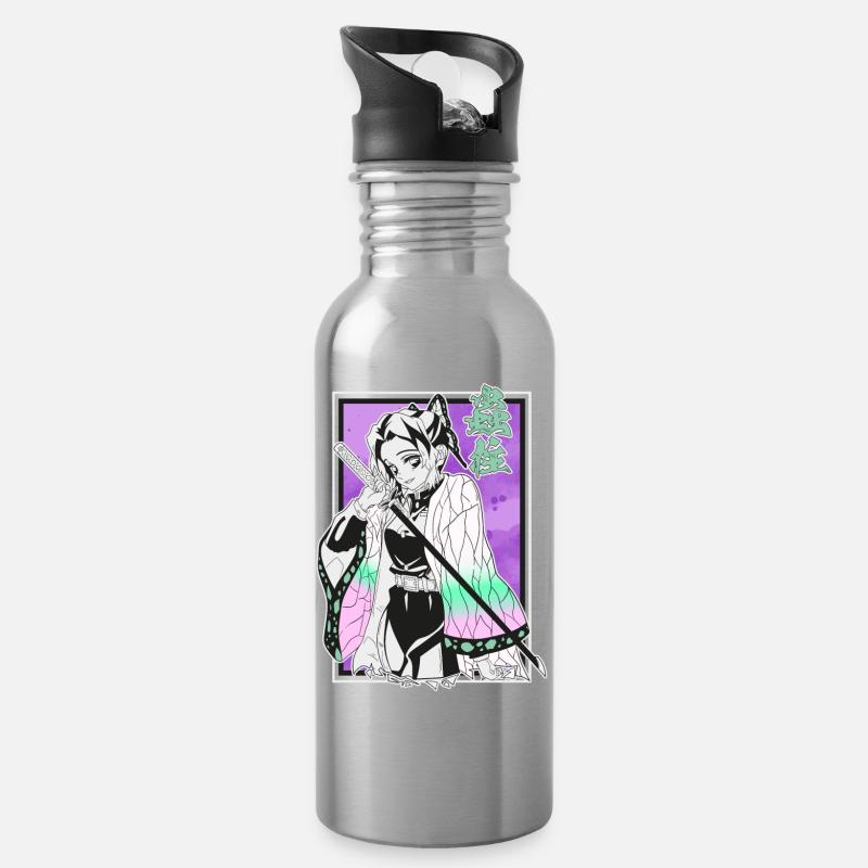 Kimetsu Shinobu - Trinkflasche mit integriertem Trinkhalm - Lightsilver