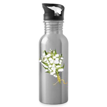üppiger Maiglöckchen Strauß als Frühlingsgruß - Trinkflasche mit integriertem Trinkhalm - Lightsilver - Rechts