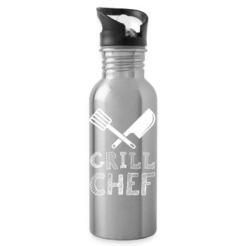 Grillcheff Grillen Symbol Kochen Essen Messer - Trinkflasche mit integriertem Trinkhalm - Lightsilver - Rechts