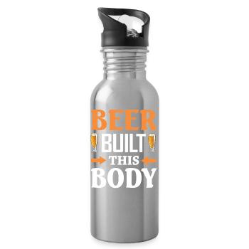Beer Builds-This-Body Humor Design - Water bottle with straw - silver - Right