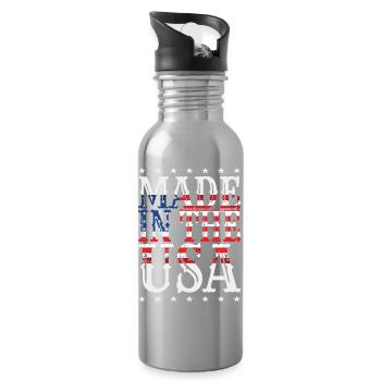 Hergestellt in den USA - Trinkflasche mit integriertem Trinkhalm - Lightsilver - Rechts