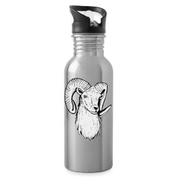 Widder Sternzeichen Geburtstag - Trinkflasche mit integriertem Trinkhalm - Lightsilver - Rechts