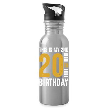 20e anniversaire Or Audacieux - Gourde avec paille intégrée - argent clair - Droite