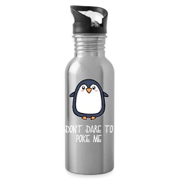 Antarctique Animal Mignon Pingouin Seabird Déclaration - Gourde avec paille intégrée - argent clair - Droite