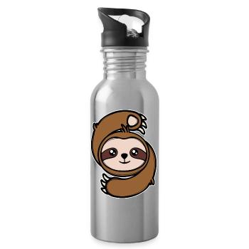 mammal sloth jungle jungle dweller zoo - Water bottle with straw - silver - Right