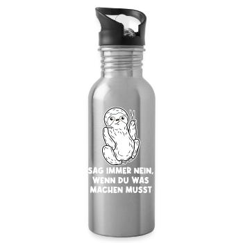 Faul Urwald Tier Faultier Statement Dschungel - Trinkflasche mit integriertem Trinkhalm - Lightsilver - Rechts