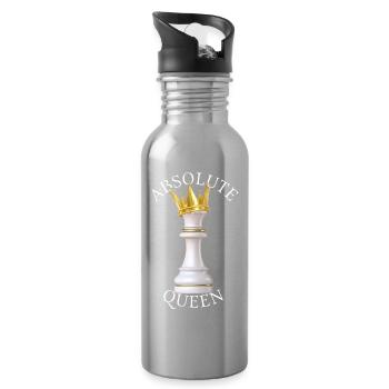 Absolute Queen – Schachkönigin-Humor - Trinkflasche mit integriertem Trinkhalm - Lightsilver - Rechts