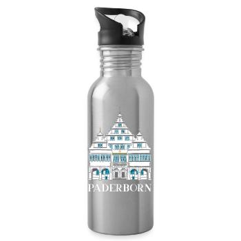 Paderborn, Historisches Rathaus, Deutschland - Trinkflasche mit integriertem Trinkhalm - Lightsilver - Rechts