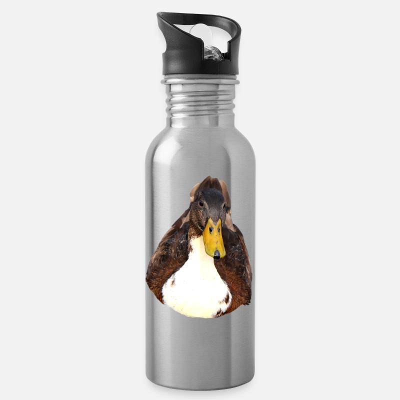 Ente - Trinkflasche mit integriertem Trinkhalm - Lightsilver