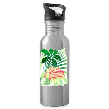 Palme Sonne Sommer Urlaub - Trinkflasche mit integriertem Trinkhalm - Lightsilver - Rechts