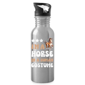 Pferd Pferde - Trinkflasche mit integriertem Trinkhalm - Lightsilver - Rechts
